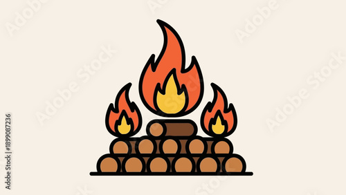 Stylized campfire icon with burning logs