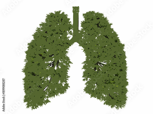 Lungs shaped like trees representing health and the environment