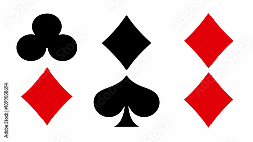 Playing card suits clubs diamonds hearts and spades arranged in rows