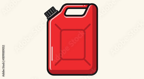 Red Plastic Fuel Canister for Fuel Storage with Black Screw Cap and Integrated Handle Design Isolated on a Clean Neutral Background for Industrial Concepts