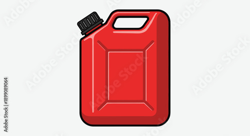 Red Petrol Jerry Can Icon with Modern Stylized Design Features Including a Black Cap and Ergonomic Handle for Transportation and Energy Marketing