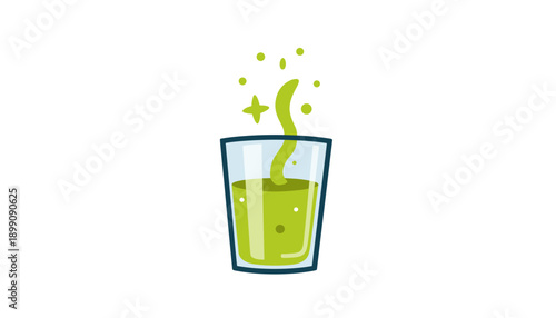 Green drink in a glass with sparkles and swirl effect  
