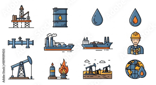Oil and Gas Industry Icons Collection.