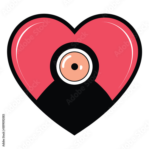Heart shaped vinyl record vector illustration symbol of love and music