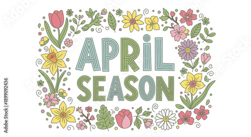 April Season Floral Wreath with Flowers.