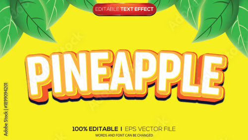 3D text effect pineapple theme