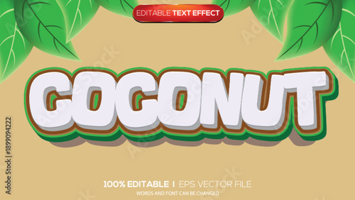3D text effect coconut theme