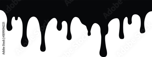 Black dripping ink border silhouette, liquid paint drips and melting effect for grunge background and urban design