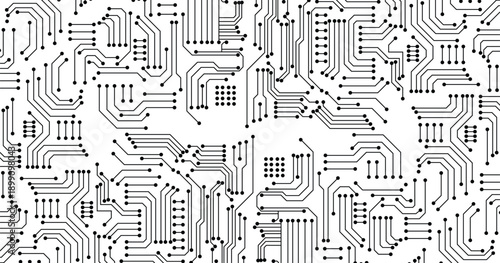 Abstract futuristic circuit board Illustration, Circuit board with various technology elements. Circuit board pattern for technology background. Vector illustration