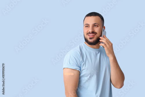Young man with applied medi...