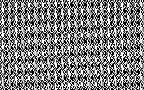 シームレスなモノクロ和柄パターン。亀甲網代。