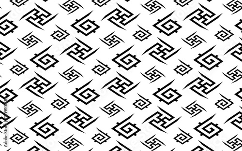 シームレスなモノクロ和柄パターン。雷模様。