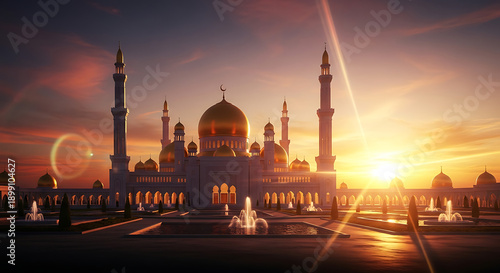 Sunset Mosque Silhouette