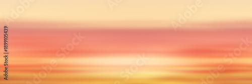 Panoramic view of the sunset sky, picturesque layered clouds, natural background, vector design
