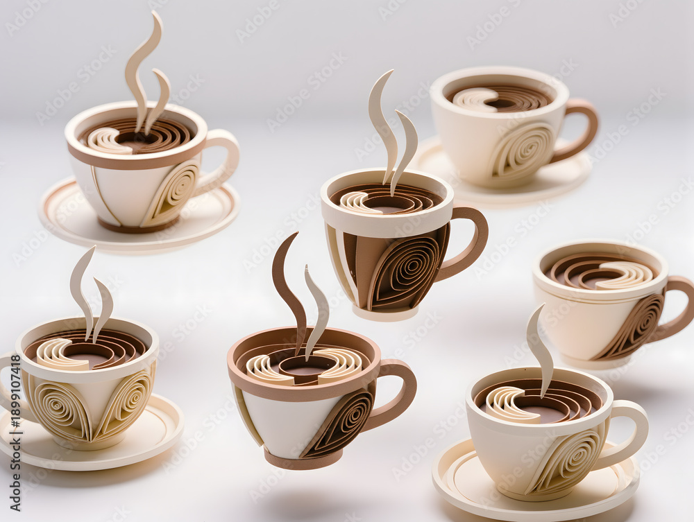 Obraz premium Floating Coffee Cups