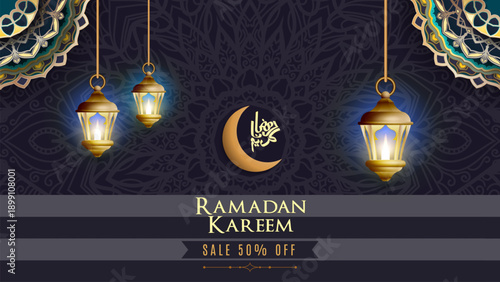 ramadan mubarak background with ornaments for banner purposes