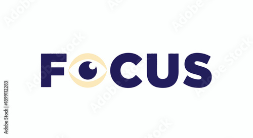 A sharp close-up view of the word FOCUS with a stylized letter O, conveying concentration and attention to detail in a simple, modern design.