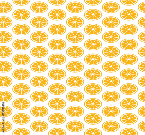 Bright orange slices pattern on a white background for a fresh, vibrant, and summery feel.