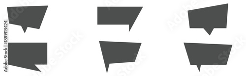 Collection of dark gray speech bubble shapes for messages and comments