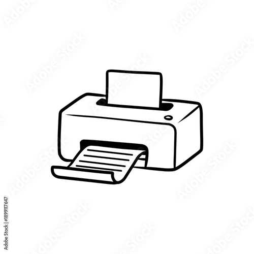 Desktop Inkjet Printer with Paper Output Illustration