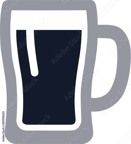 Handdrawn Simple Dark Stout Beer Mug Drink Icon Illustration