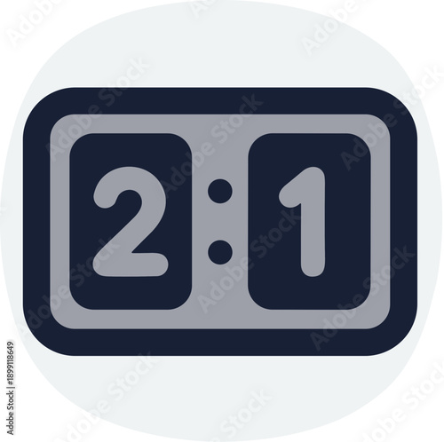 Flat Design Minimalist Scoreboard Result Display Icon with Sport Game Numbers