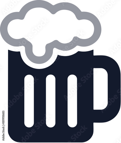 Minimalist Style Graphic Beer Mug Icon Pub Drink Illustration