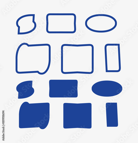 Hand-drawn Blue Irregular Shapes Collection
