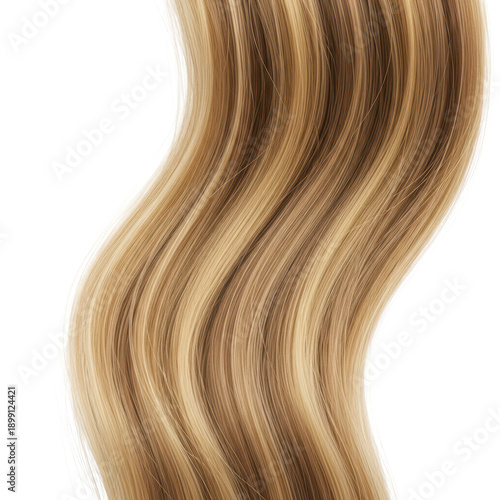 Long blonde hair extension isolated on transparent background