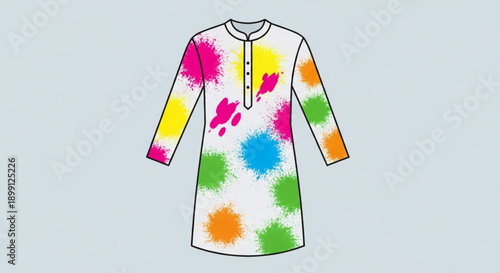 Colorful traditional indian kurta with vibrant tie dye pattern