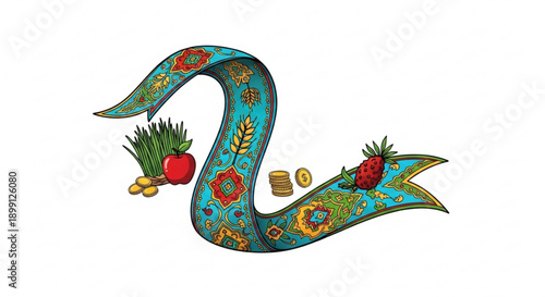 Decorative whisk with fruits and spices on white background kitchen