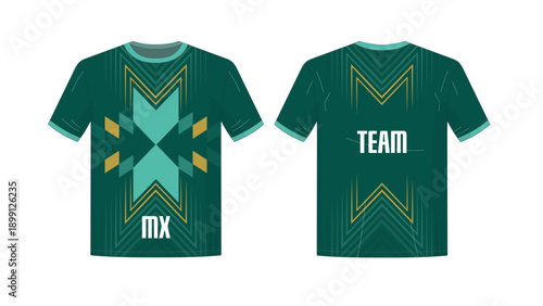 Customizable Teal and Gold Geometric Esports Team Jersey