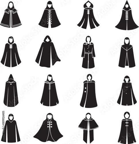 cloak character design pack cloak and robe silhouette templates