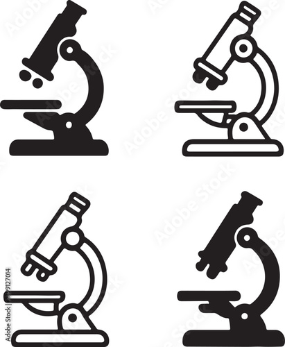 lab microscope multiple style collection icon set silhouette vector. doctor day silhouette medical symbols for healthcare vector illustration