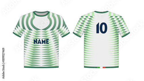 Green and White Football Kit with Number 10 and Customizable Name