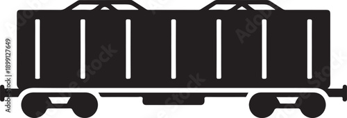 boxcar icon flat vector of rail freight car on railway track