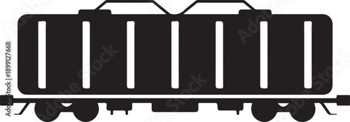 boxcar vector silhouette of freight railcar with pantographs on track