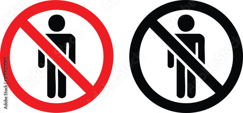 "No Entry" and "No Pedestrians" Regulatory Icons, Monochrome and High-Contrast Restricted Access Symbols, vector, illustration, silhouette.
