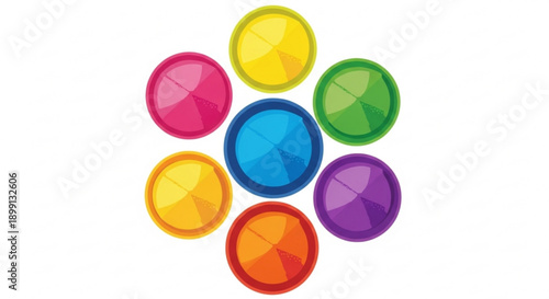 Colorful Jewels Arranged in Circle on White Background
