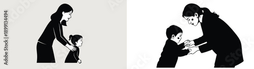 Mother comforting child, caring scene, family moment