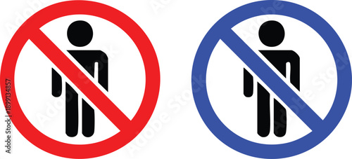 Minimalist Universal "Keep Out" Signage Vector Set, Stylized Person Prohibition Graphics for Private Property, vector, illustration, silhouette.