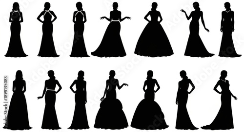 Elegant Evening Gowns Silhouettes Collection.