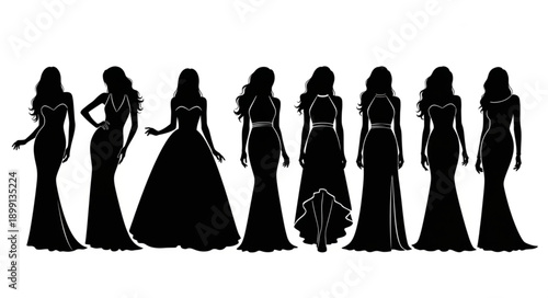 Elegant Silhouette Collection of Womens Evening Gowns.