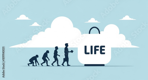 Human Evolution Towards Life Symbol.