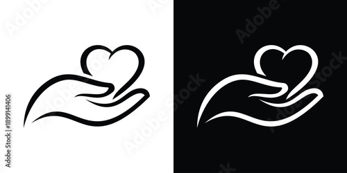  heart hand vector logo design. care love design vector illustration