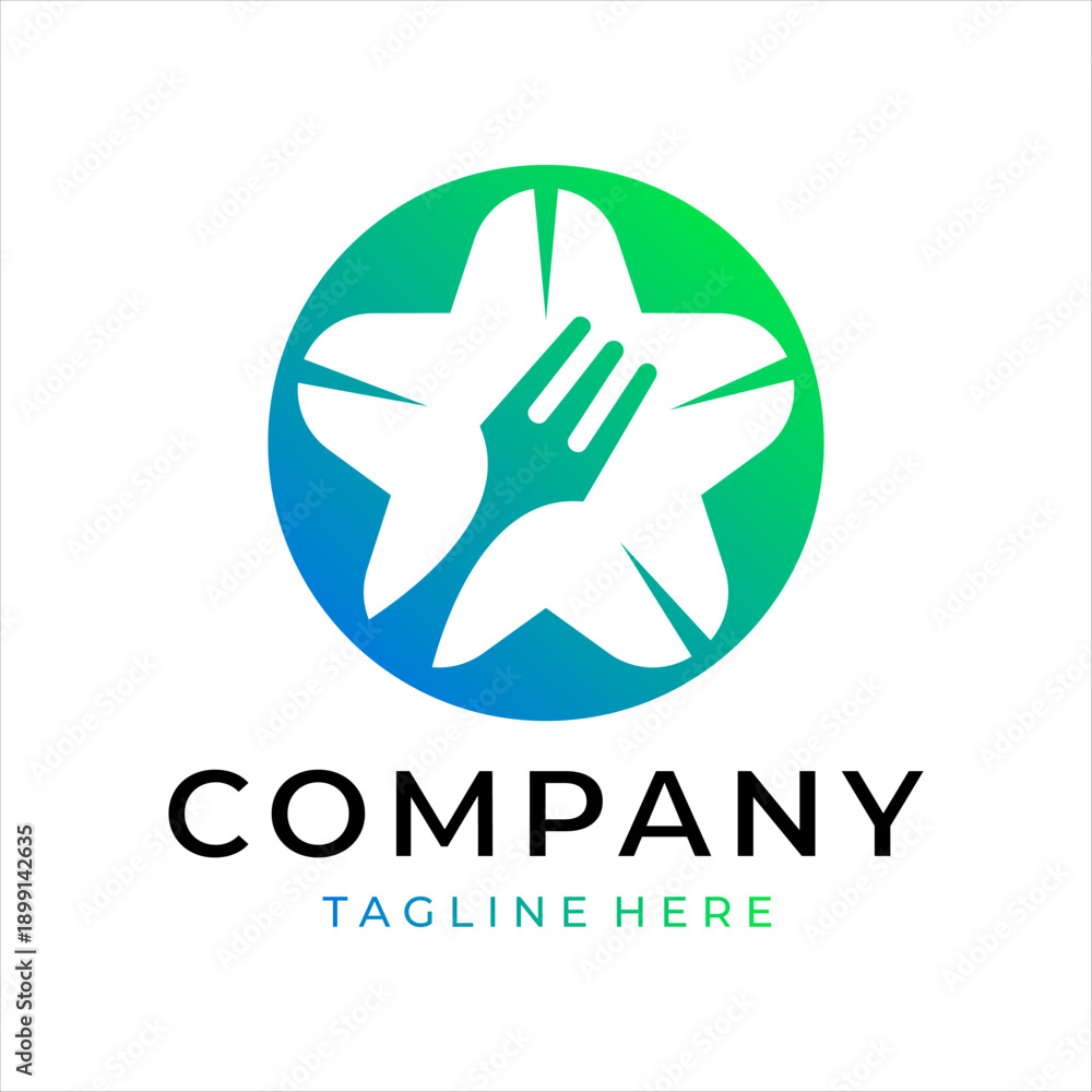 Obraz premium A logo combining a fork and a star. This logo is perfect for a food business.