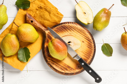 Board with sweet ripe pears...