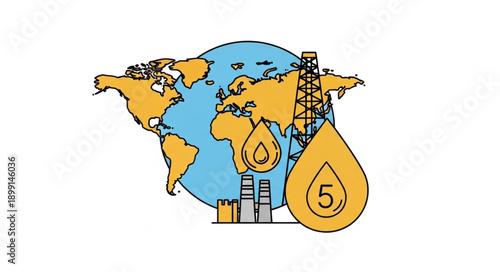Global oil industry and energy production concept illustration.