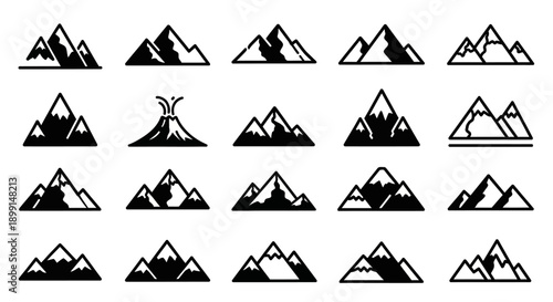 mountain silhouette icon vector set for logo