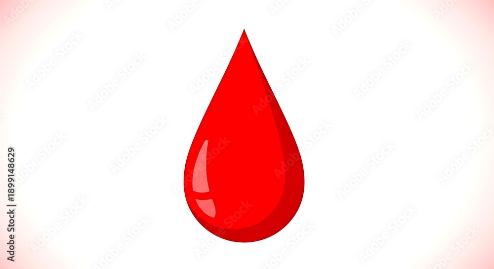 Fototapeta premium A vibrant, glossy red teardrop-shaped icon against a white, subtly lit background